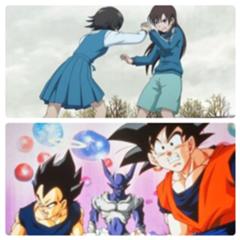 女a あの桃色グミ私のだよ 女ｂ 私の 悟空 ジャネンバより恐ろしいぞ ベジータ んなことより俺にも グミくれよぉ 18年01月06日の人物2人以上のボケ ボケて Bokete